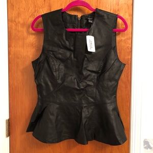 Forever 21 black leather peplum top L